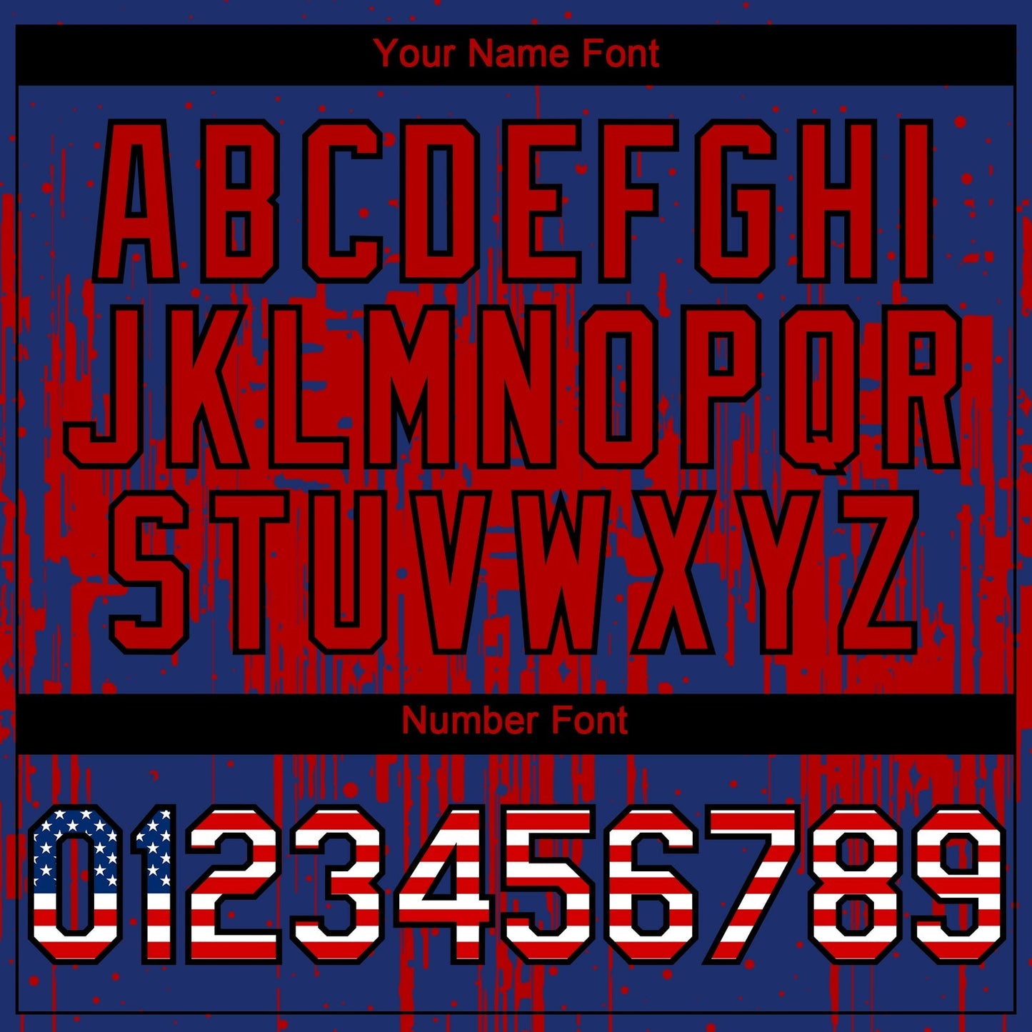 Custom Royal Vintage USA Flag Black-Red Dripping Splatter Paint Authentic Baseball Jersey baseball jersey product view 5