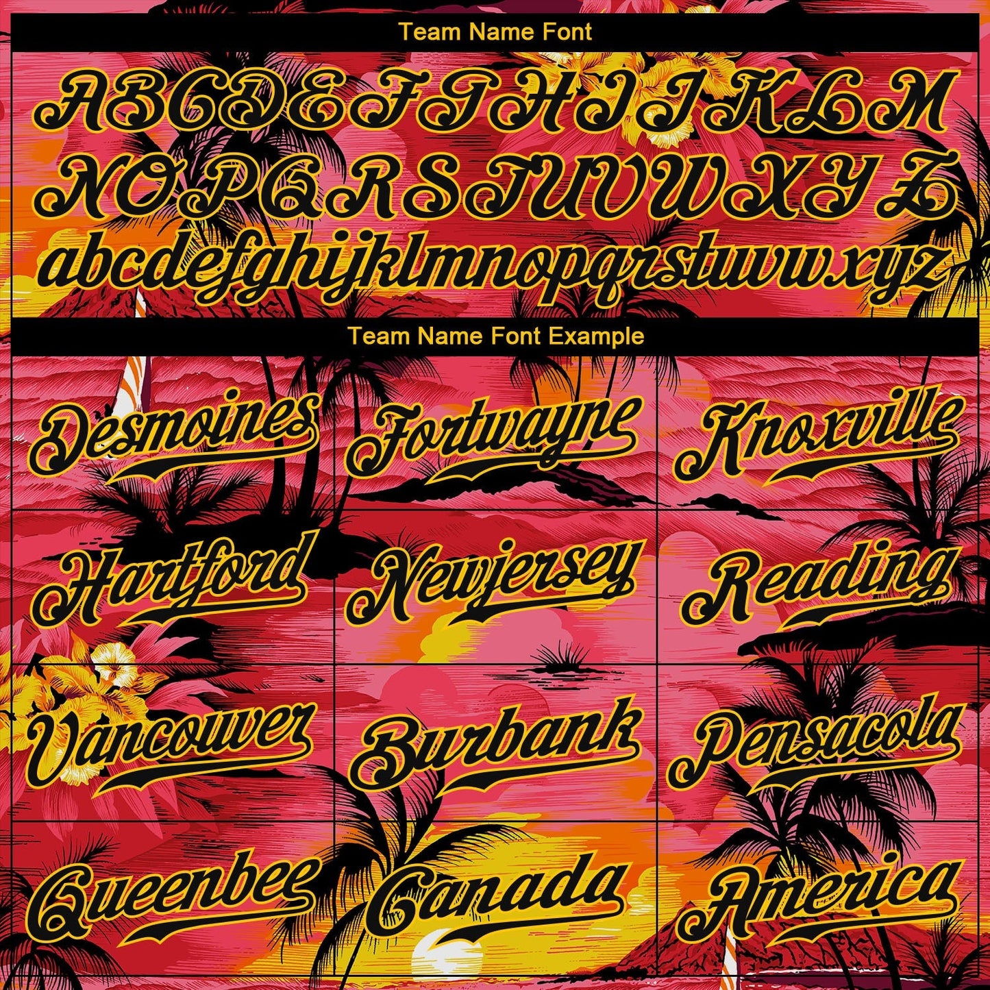 Custom Red Black-Yellow 3D Pattern Design Sun Beach Hawaii Palm Trees Authentic Baseball Jersey baseball jersey product view 4