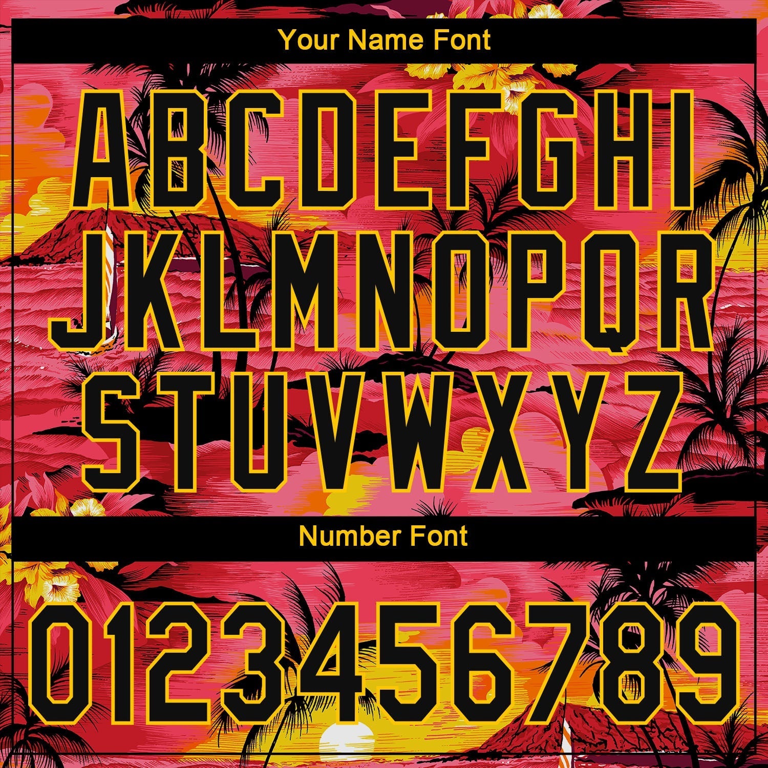 Custom Red Black-Yellow 3D Pattern Design Sun Beach Hawaii Palm Trees Authentic Baseball Jersey baseball jersey product view 5