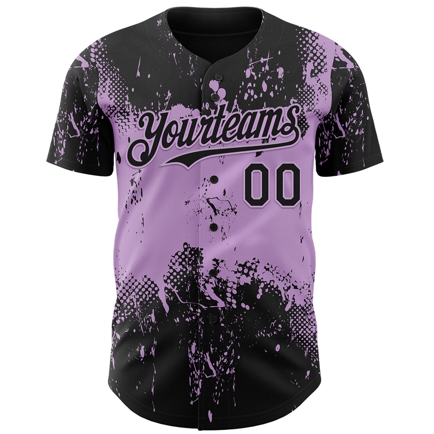 Custom Black Light Purple Abstract Splatter Grunge Paint Authentic Baseball Jersey baseball jersey product view 2