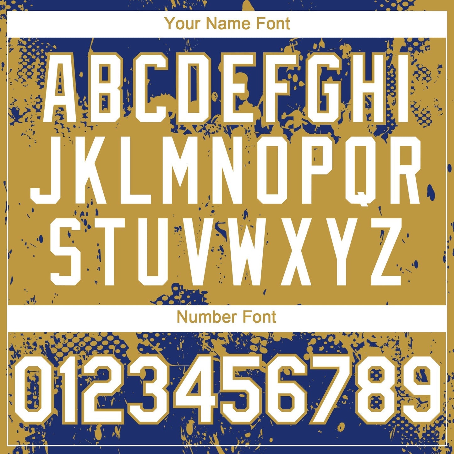 Custom Royal White-Old Gold Abstract Splatter Grunge Paint Authentic Baseball Jersey baseball jersey product view 5