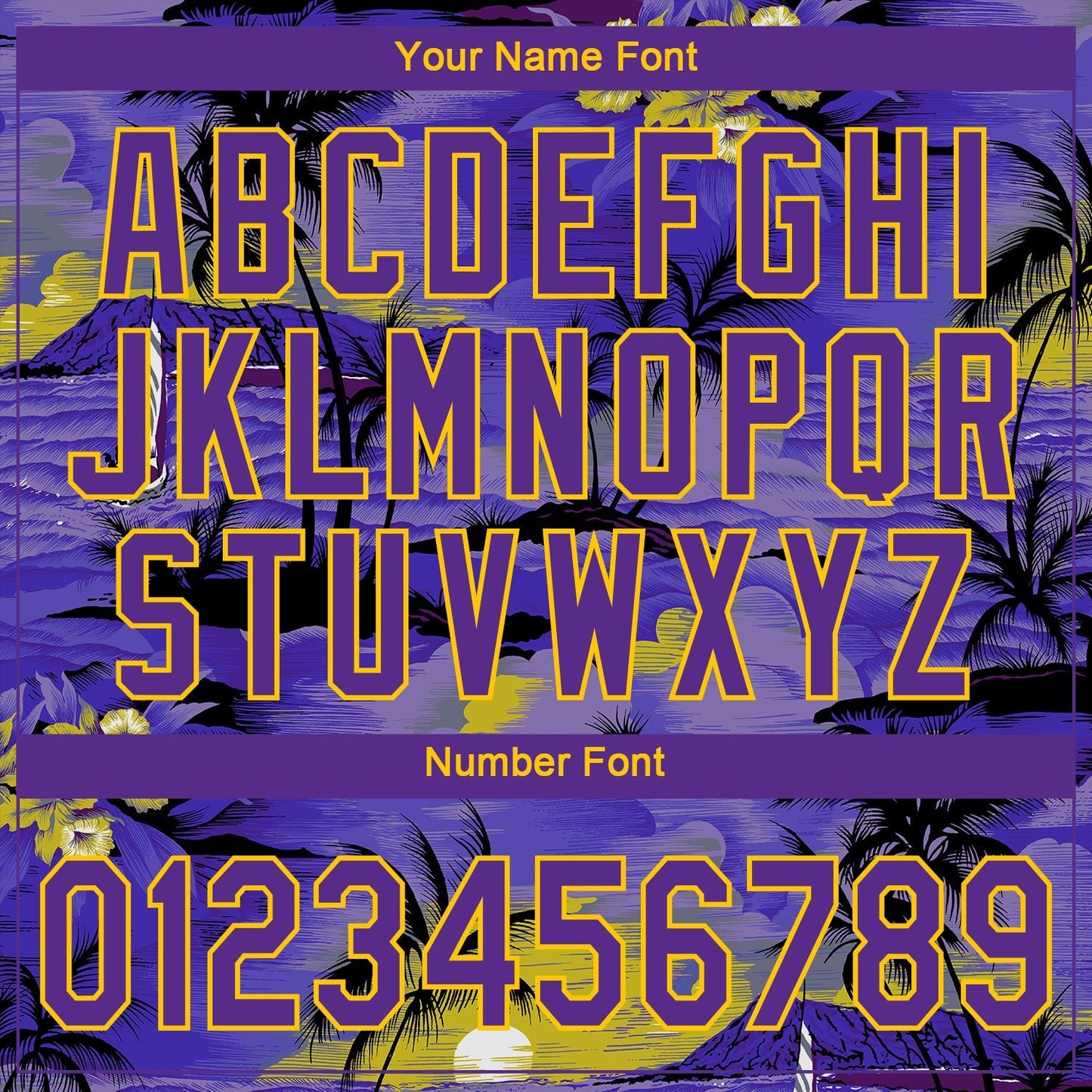 Custom Purple Yellow 3D Pattern Design Sun Beach Hawaii Palm Trees Authentic Baseball Jersey baseball jersey product view 5