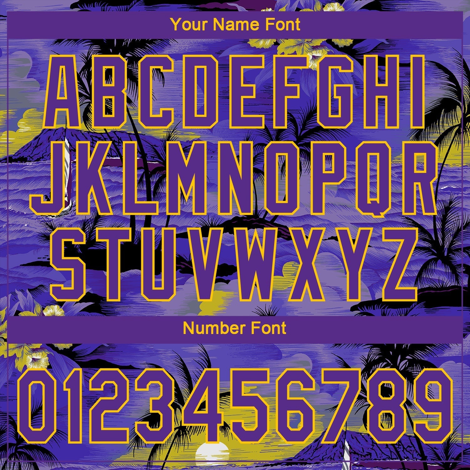 Custom Purple Yellow 3D Pattern Design Sun Beach Hawaii Palm Trees Authentic Baseball Jersey baseball jersey product view 5