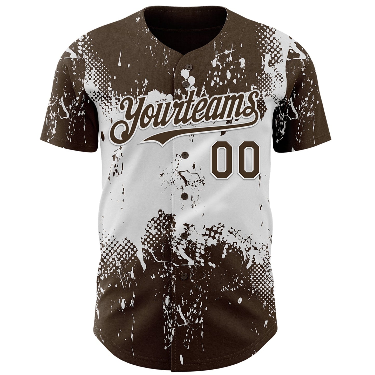 Custom Brown White Abstract Splatter Grunge Paint Authentic Baseball Jersey baseball jersey product view 2