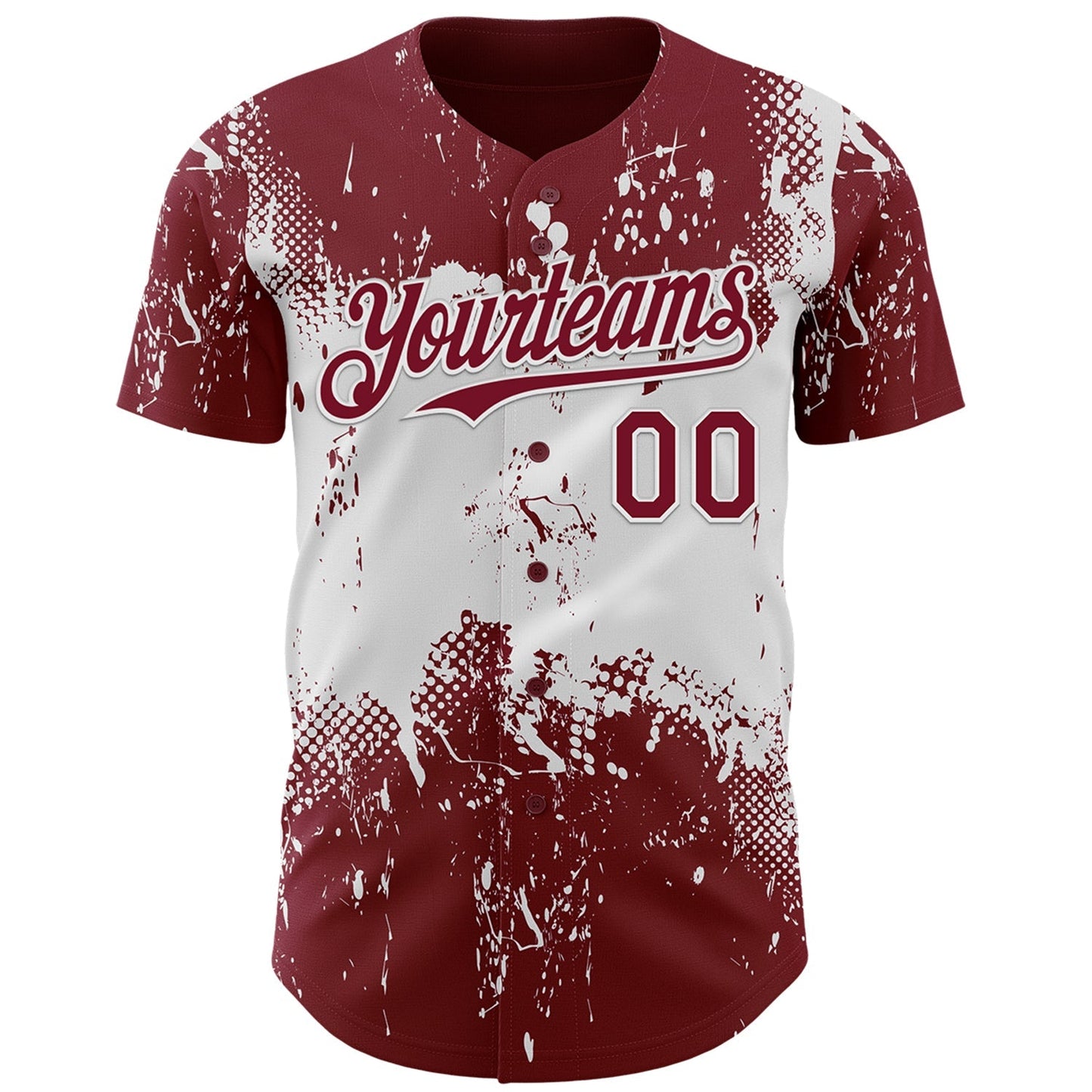 Custom Crimson White Abstract Splatter Grunge Paint Authentic Baseball Jersey baseball jersey product view 2