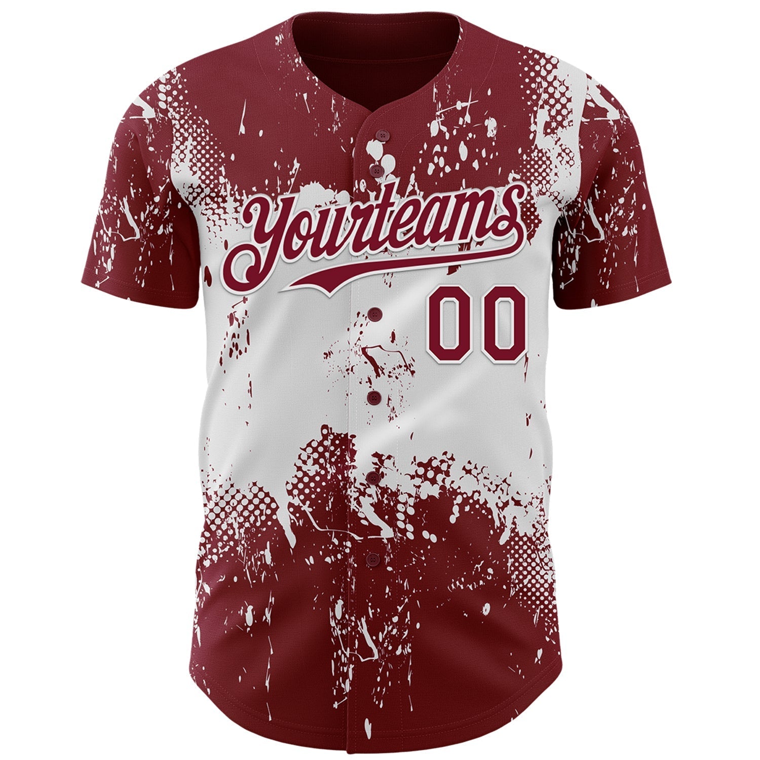 Custom Crimson White Abstract Splatter Grunge Paint Authentic Baseball Jersey baseball jersey product view 2