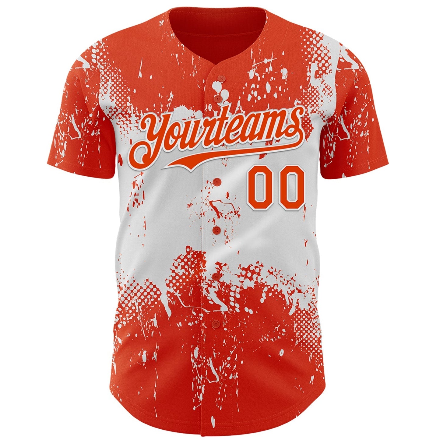 Custom Orange White Abstract Splatter Grunge Paint Authentic Baseball Jersey baseball jersey product view 2