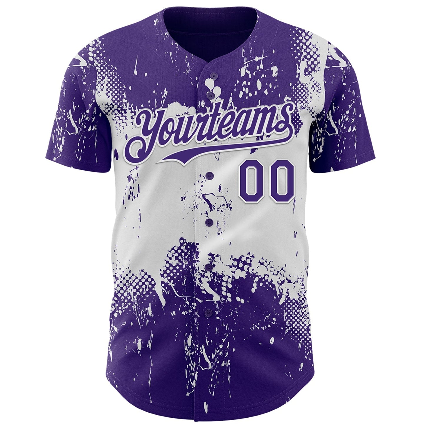 Custom Purple White Abstract Splatter Grunge Paint Authentic Baseball Jersey baseball jersey product view 2