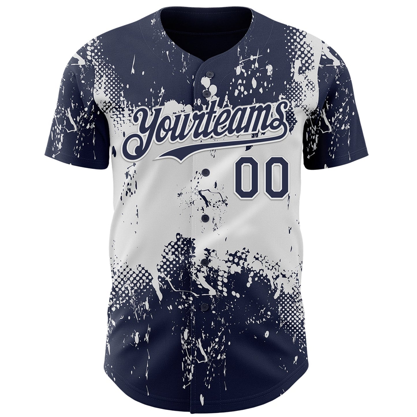 Custom Navy White Abstract Splatter Grunge Paint Authentic Baseball Jersey baseball jersey product view 2