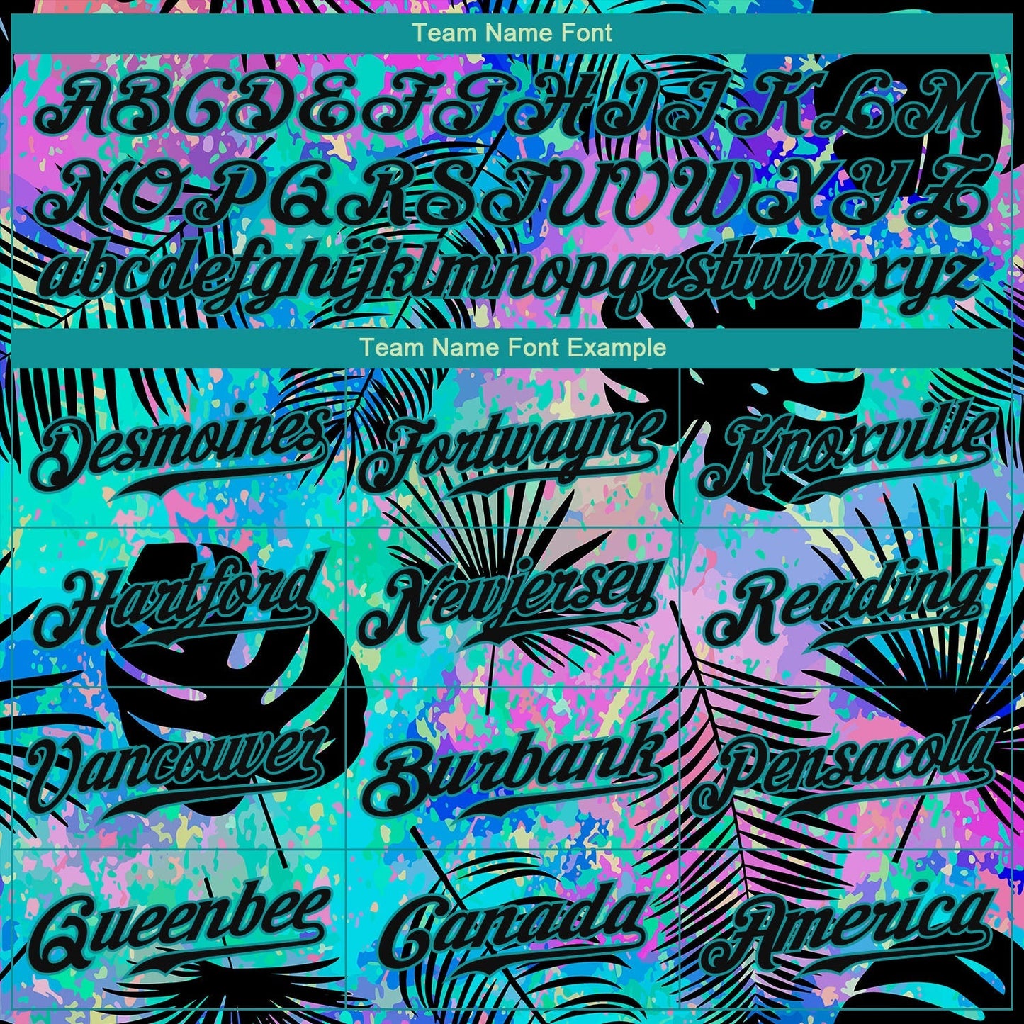 Custom Teal Black 3D Pattern Design Hawaii Palm Leaves Authentic Baseball Jersey baseball jersey product view 5