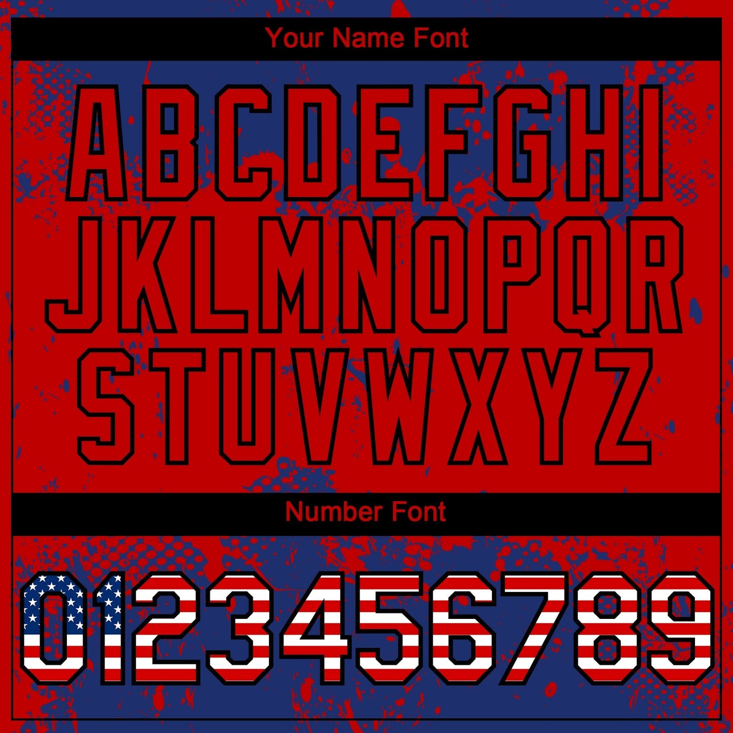 Custom Royal USA Flag Red-Black Abstract Splatter Grunge Paint Authentic Baseball Jersey baseball jersey product view 5