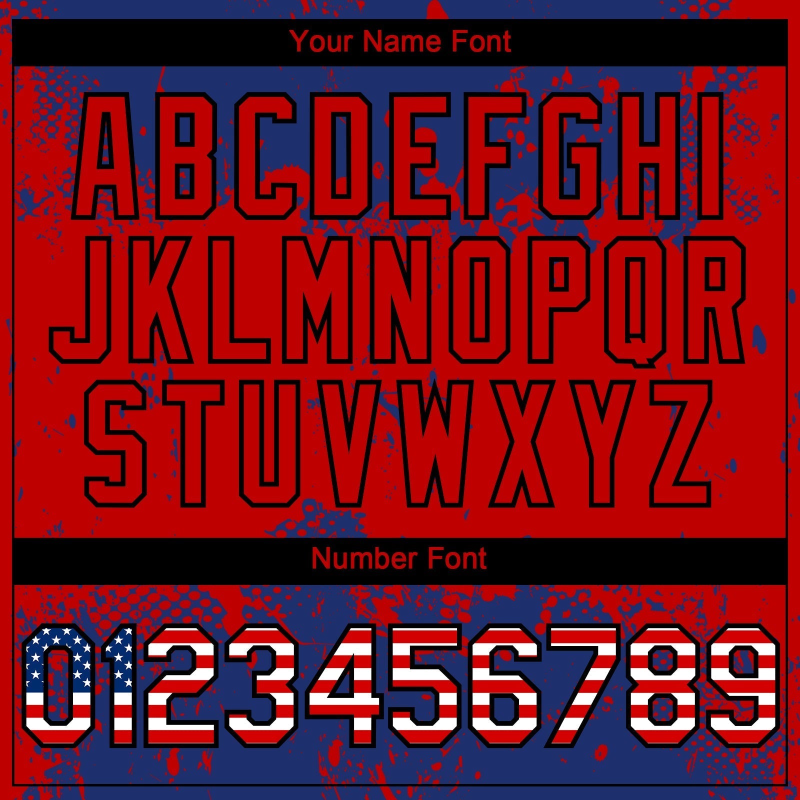 Custom Royal USA Flag Red-Black Abstract Splatter Grunge Paint Authentic Baseball Jersey baseball jersey product view 5