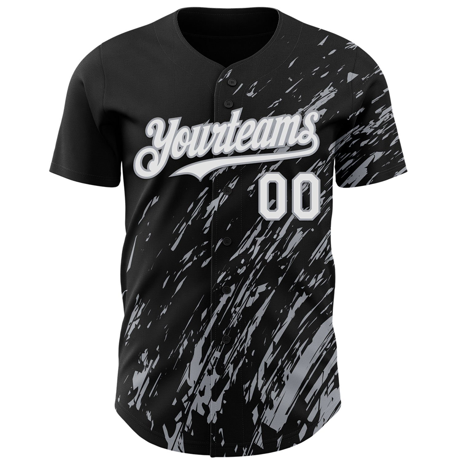 Custom Black White-Gray Paint Stroke Grunge Streak Authentic Baseball Jersey baseball jersey product view 2
