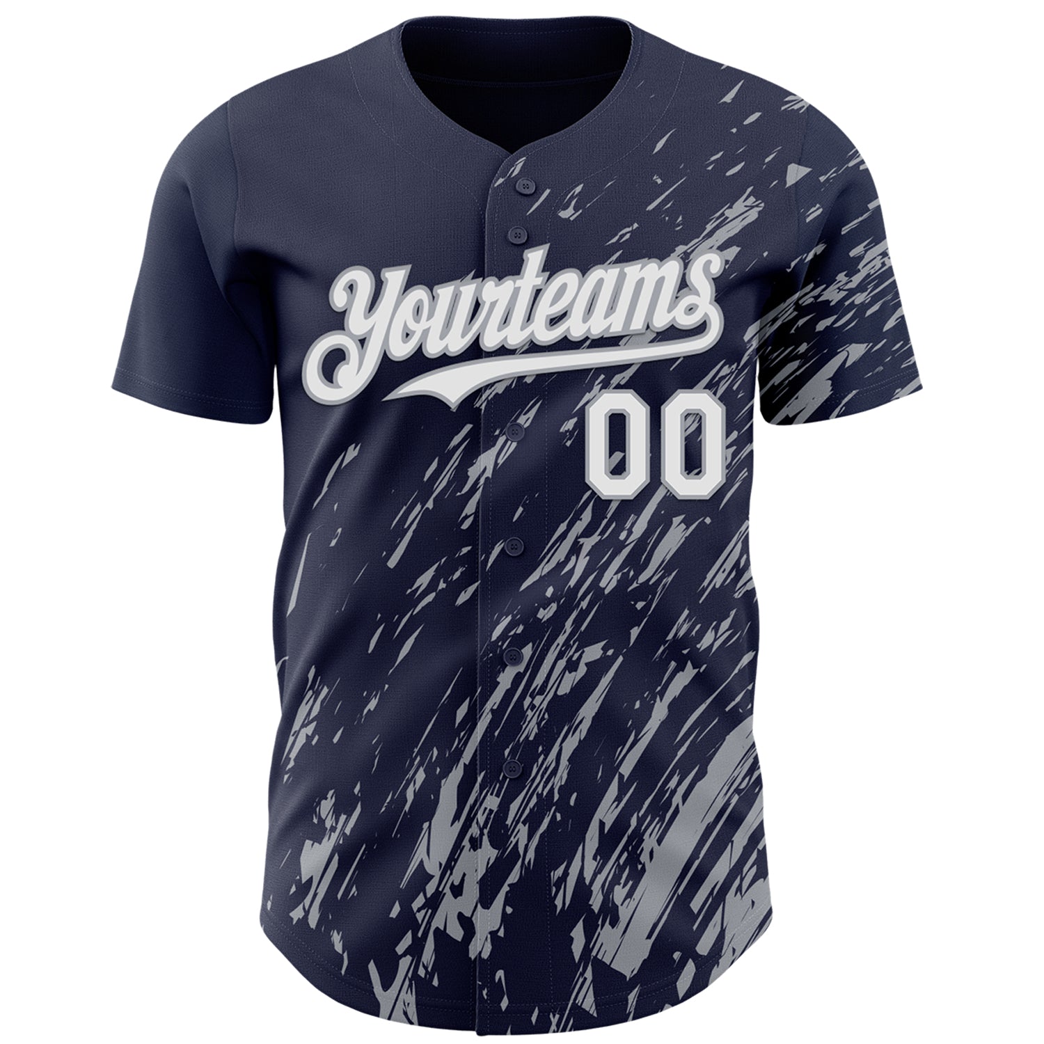 Custom Navy White-Gray Paint Stroke Grunge Streak Authentic Baseball Jersey baseball jersey product view 2