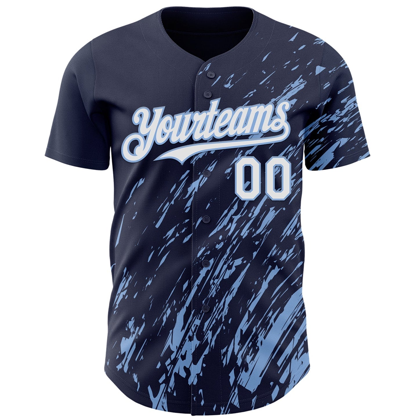 Custom Navy White-Light Blue Paint Stroke Grunge Streak Authentic Baseball Jersey baseball jersey product view 2