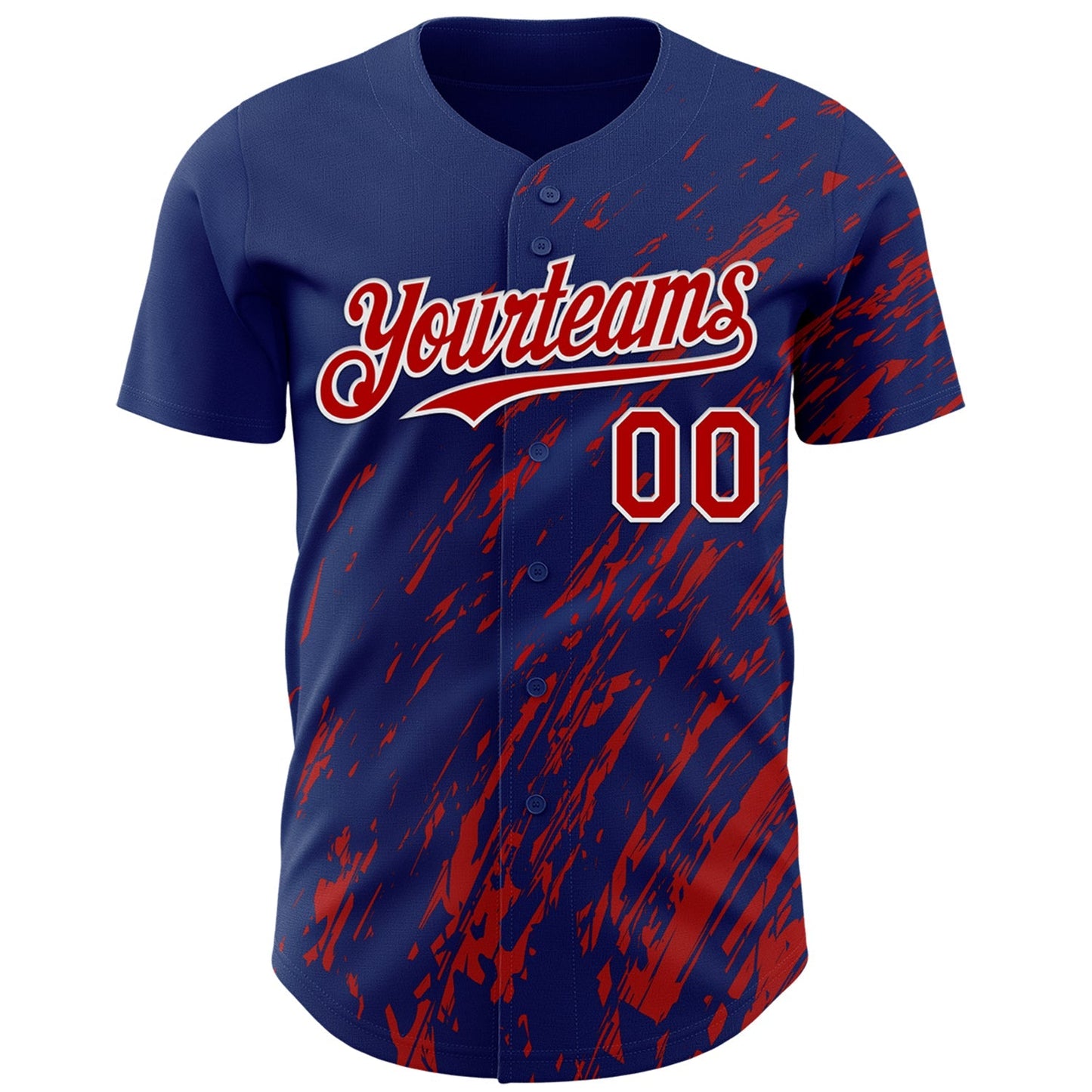 Custom Royal Red-White Paint Stroke Grunge Streak Authentic Baseball Jersey baseball jersey product view 2