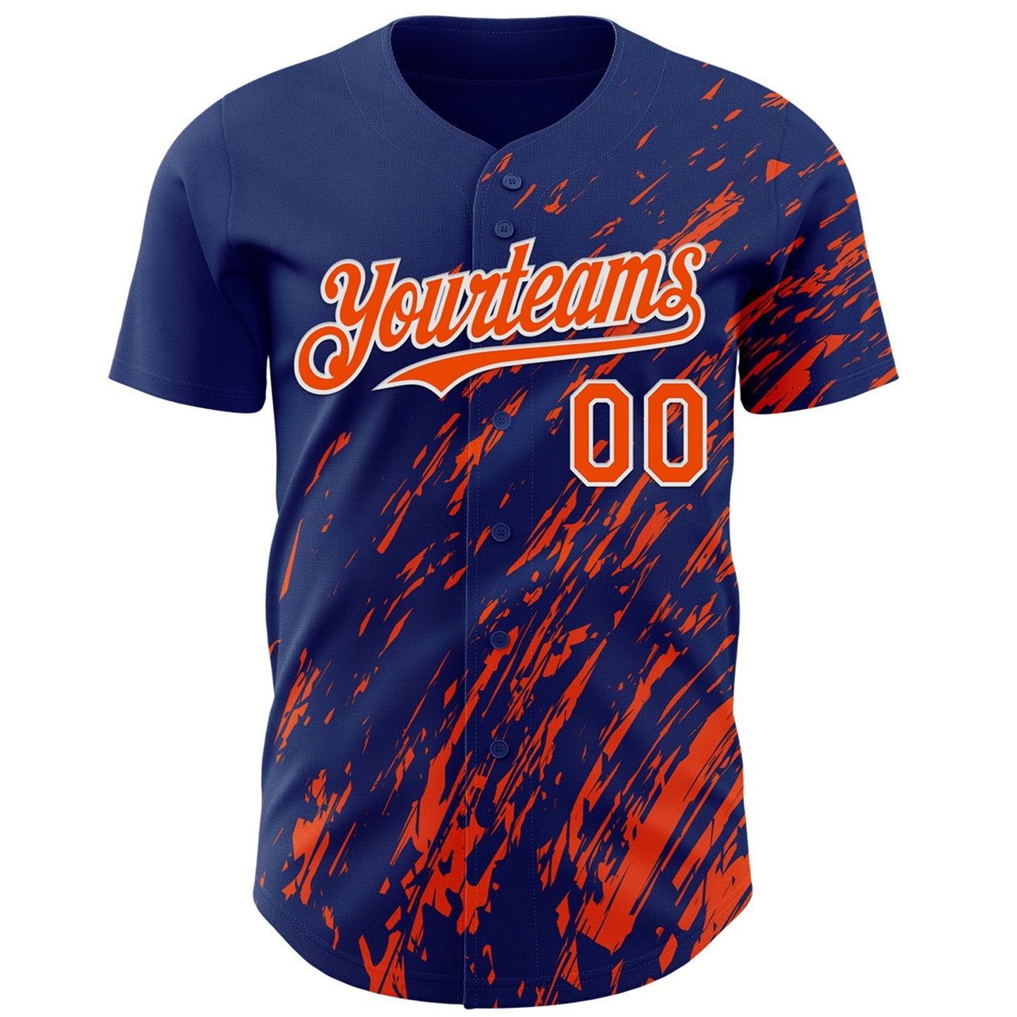 Custom Royal Orange-White Paint Stroke Grunge Streak Authentic Baseball Jersey baseball jersey product view 2
