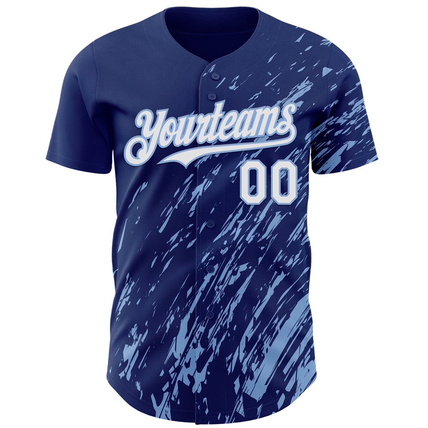 Custom Royal White-Light Blue Paint Stroke Grunge Streak Authentic Baseball Jersey baseball jersey product view 2