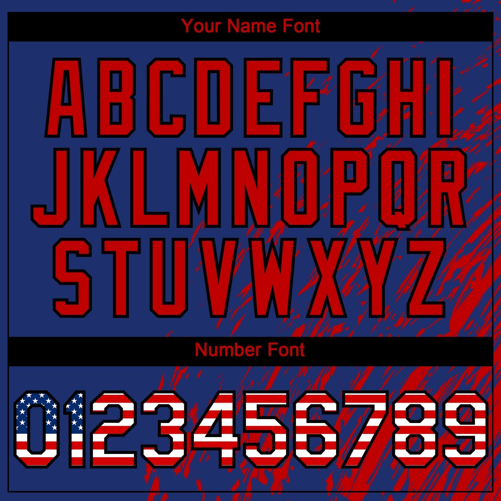 Custom Royal USA Flag Red-Black Paint Stroke Grunge Streak Authentic Baseball Jersey baseball jersey product view 5