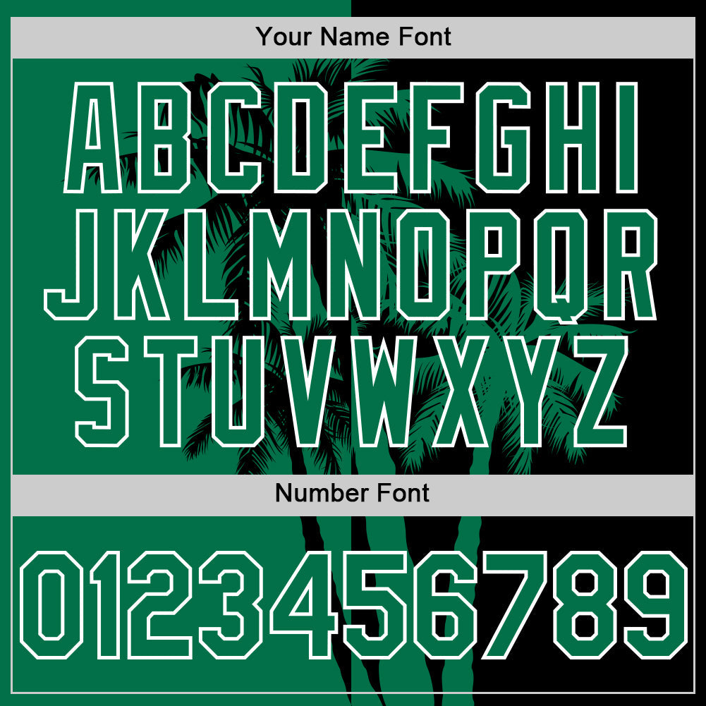 Custom Black Kelly Green-White Hawaii Palm Trees Tropical Coconut Authentic Baseball Jersey baseball jersey product view 5