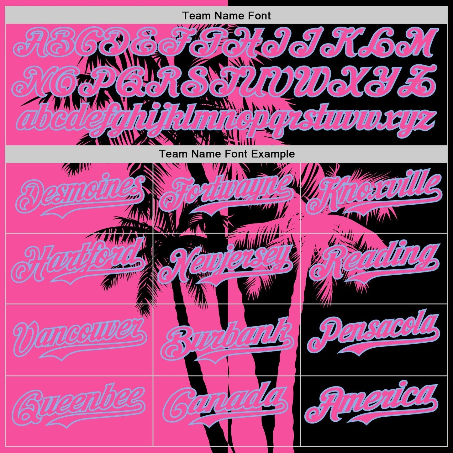 Custom Black Pink-Light Blue Hawaii Palm Trees Tropical Coconut Authentic Baseball Jersey baseball jersey product view 4