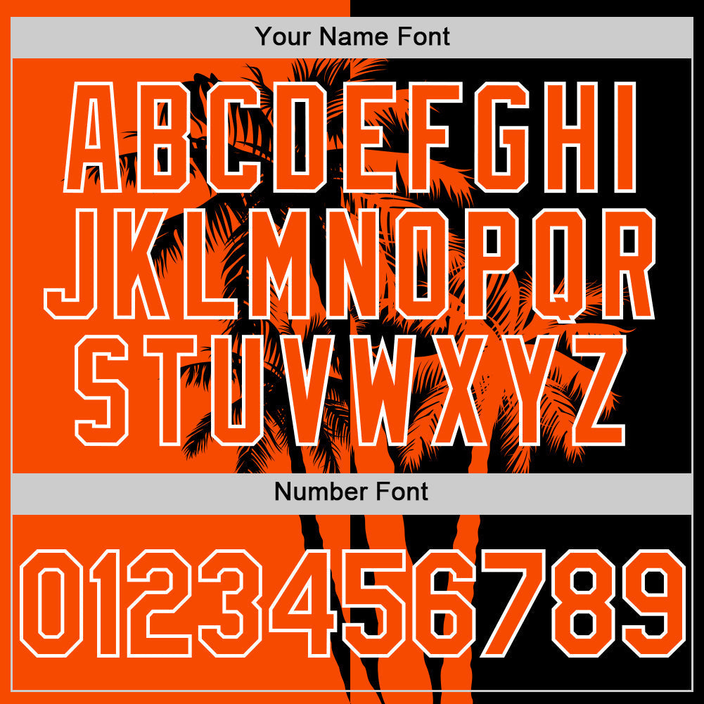 Custom Black Orange-White Hawaii Palm Trees Tropical Coconut Authentic Baseball Jersey baseball jersey product view 5