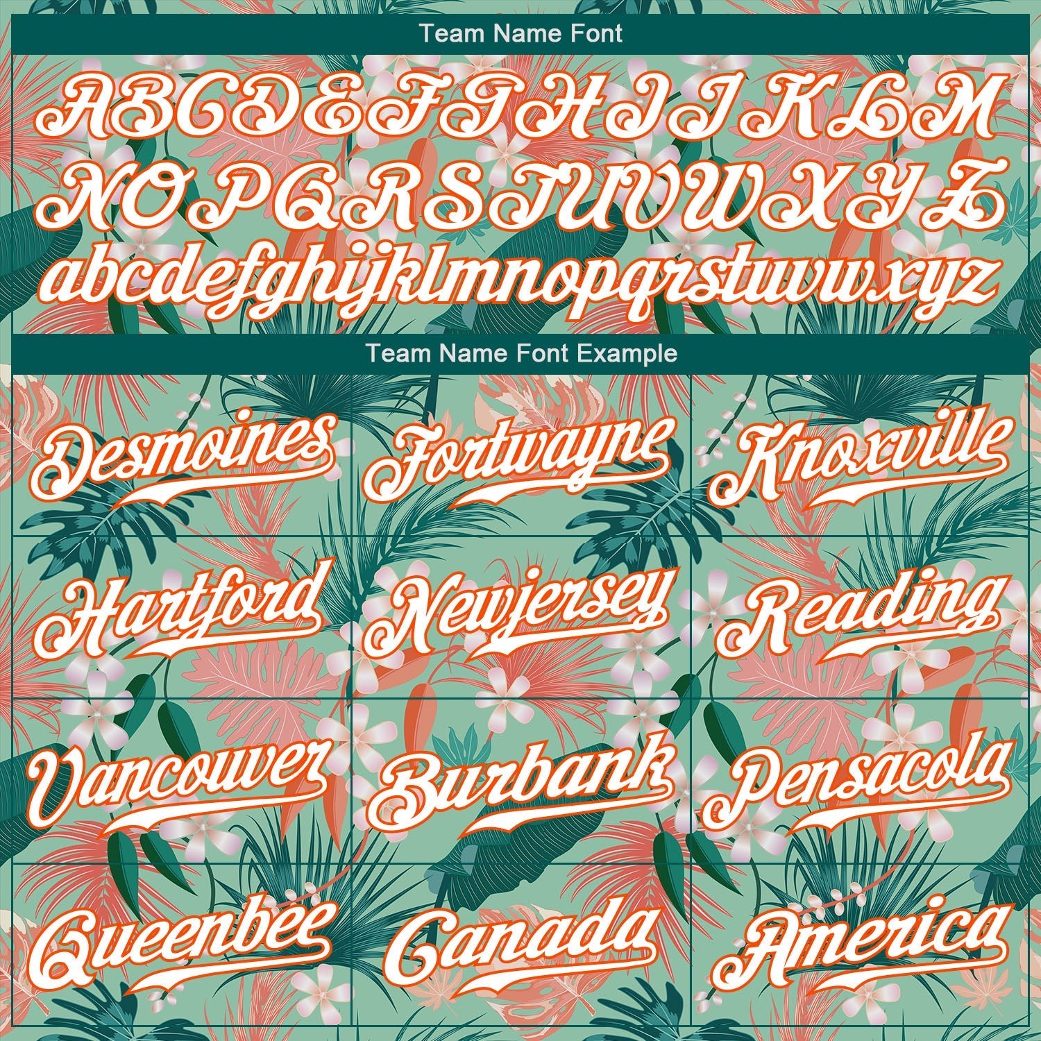 Custom Teal White-Orange 3D Pattern Design Hawaii Palm Leaves And Flowers Authentic Baseball Jersey baseball jersey product view 4