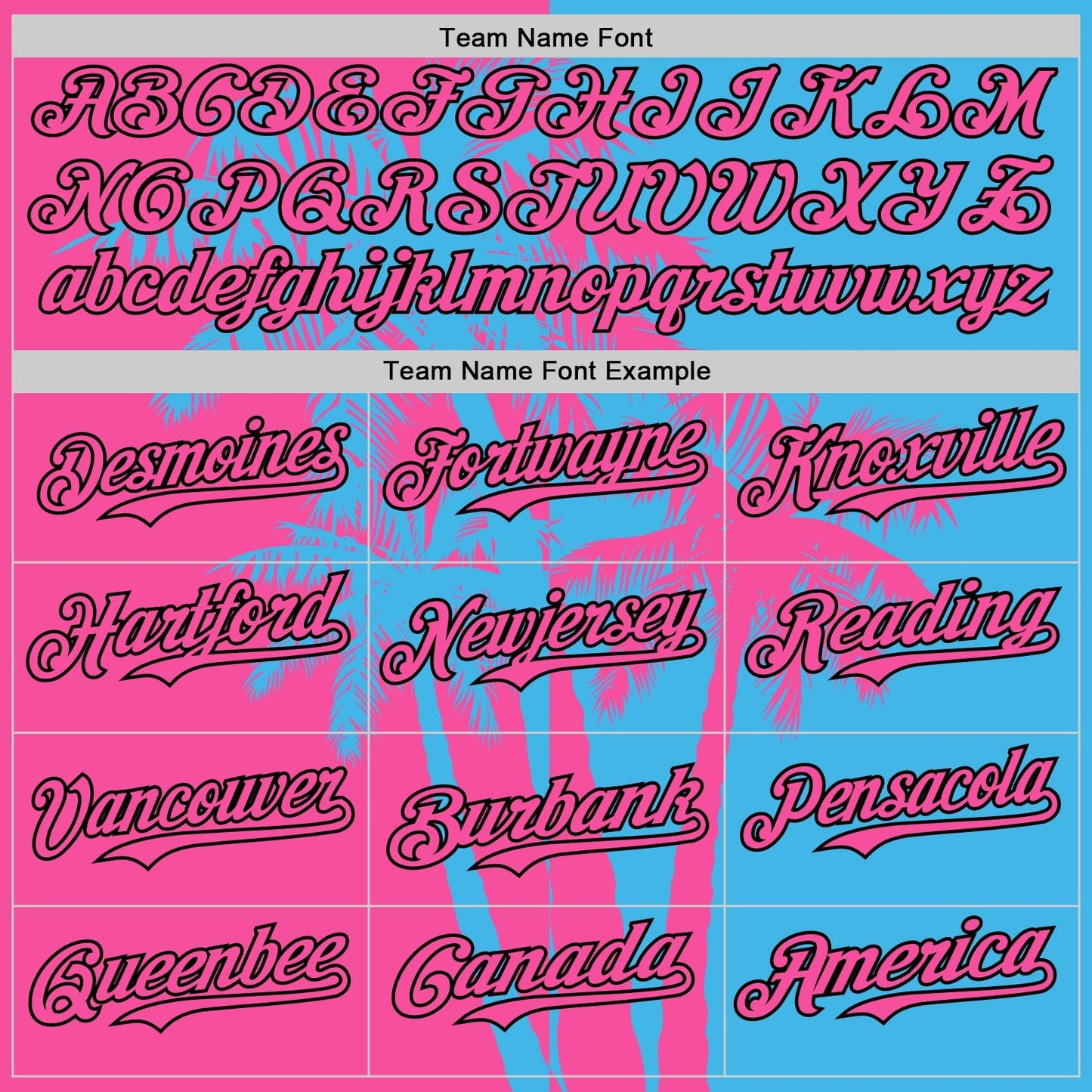 Custom Sky Blue Pink-Black Hawaii Palm Trees Tropical Coconut Authentic Baseball Jersey baseball jersey product view 4