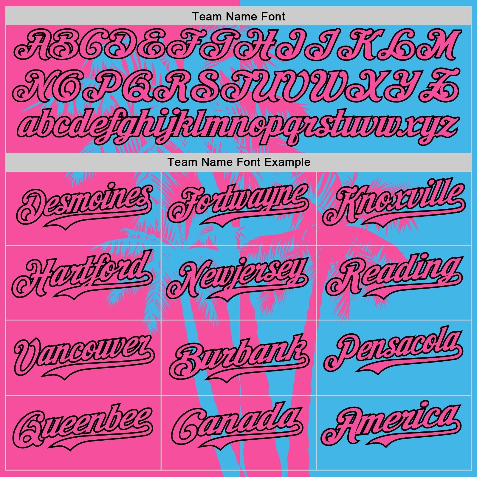 Custom Sky Blue Pink-Black Hawaii Palm Trees Tropical Coconut Authentic Baseball Jersey baseball jersey product view 4
