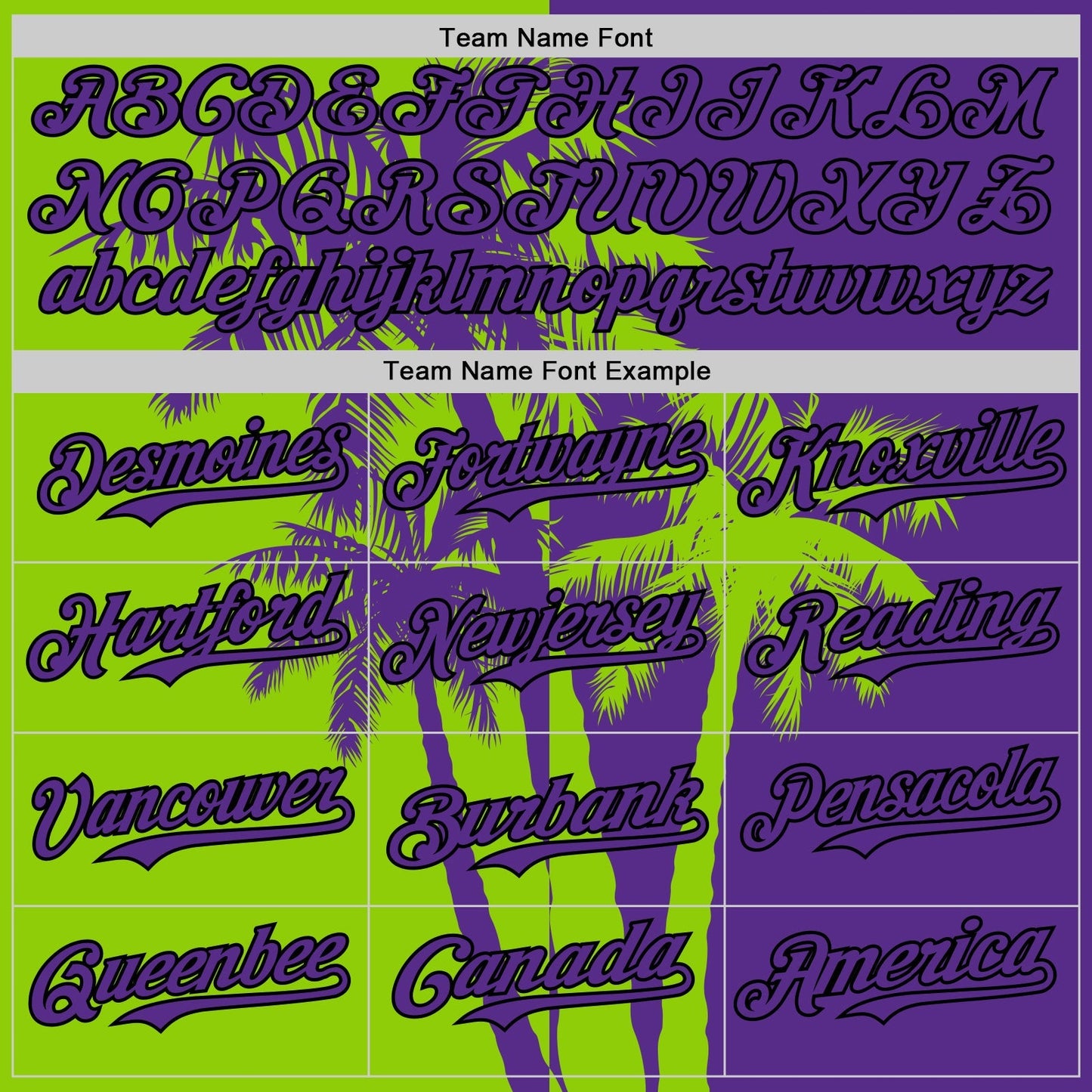 Custom Purple Neon Green-Black Hawaii Palm Trees Tropical Coconut Authentic Baseball Jersey baseball jersey product view 4