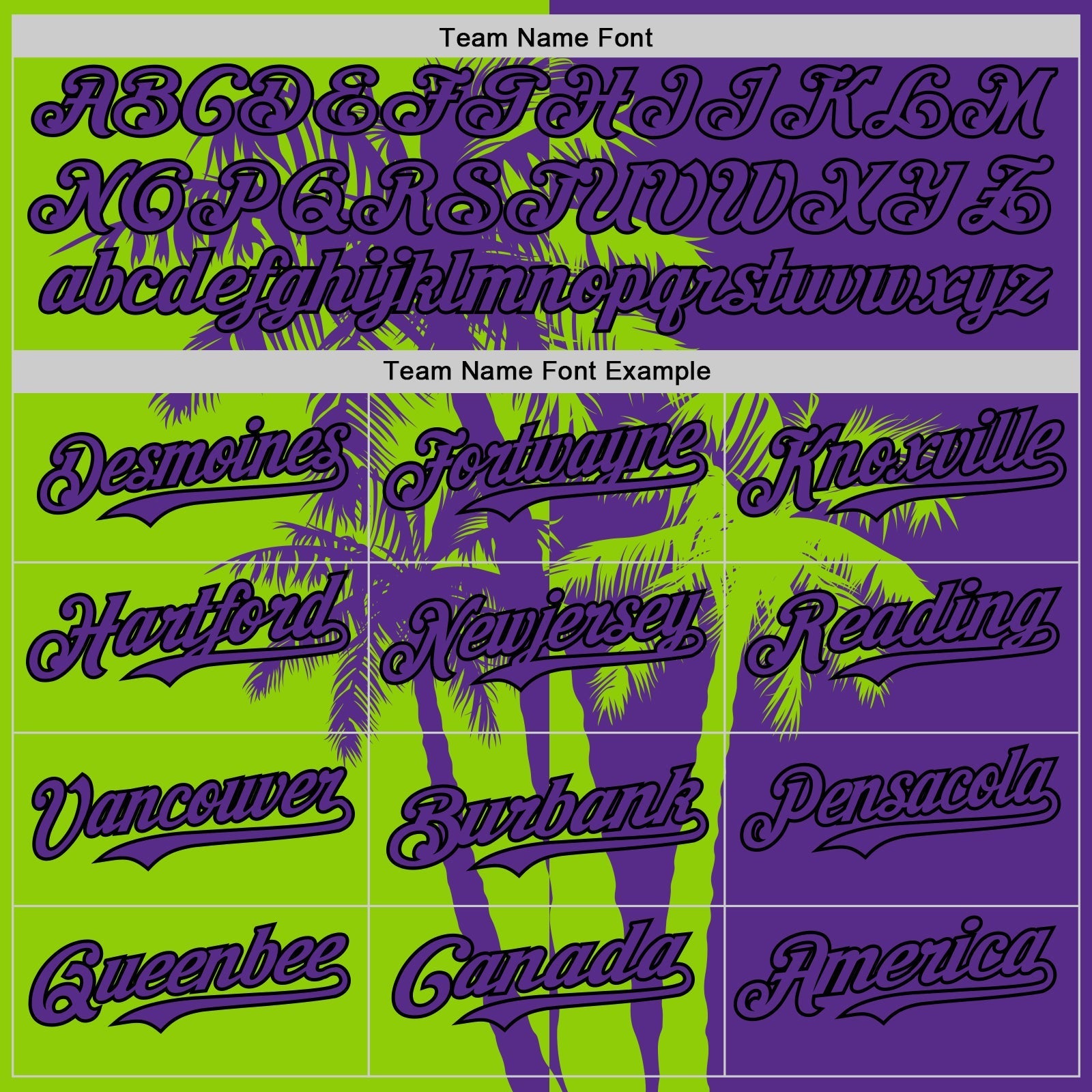 Custom Purple Neon Green-Black Hawaii Palm Trees Tropical Coconut Authentic Baseball Jersey baseball jersey product view 4