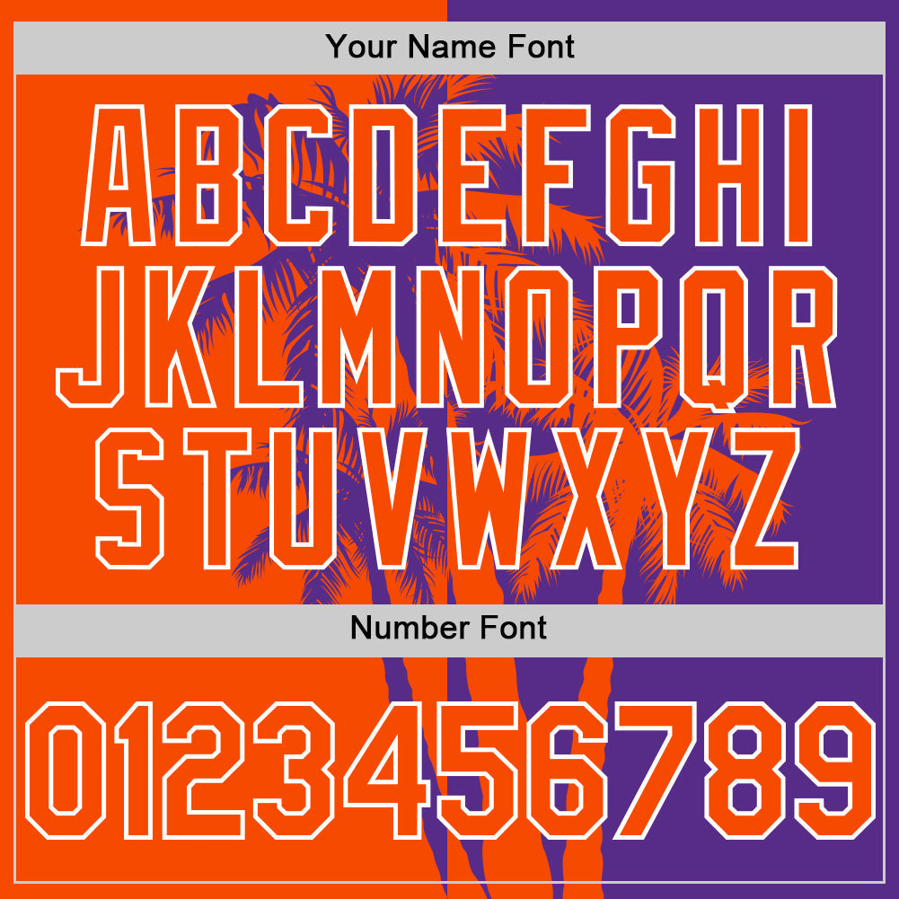 Custom Purple Orange-White Hawaii Palm Trees Tropical Coconut Authentic Baseball Jersey baseball jersey product view 5