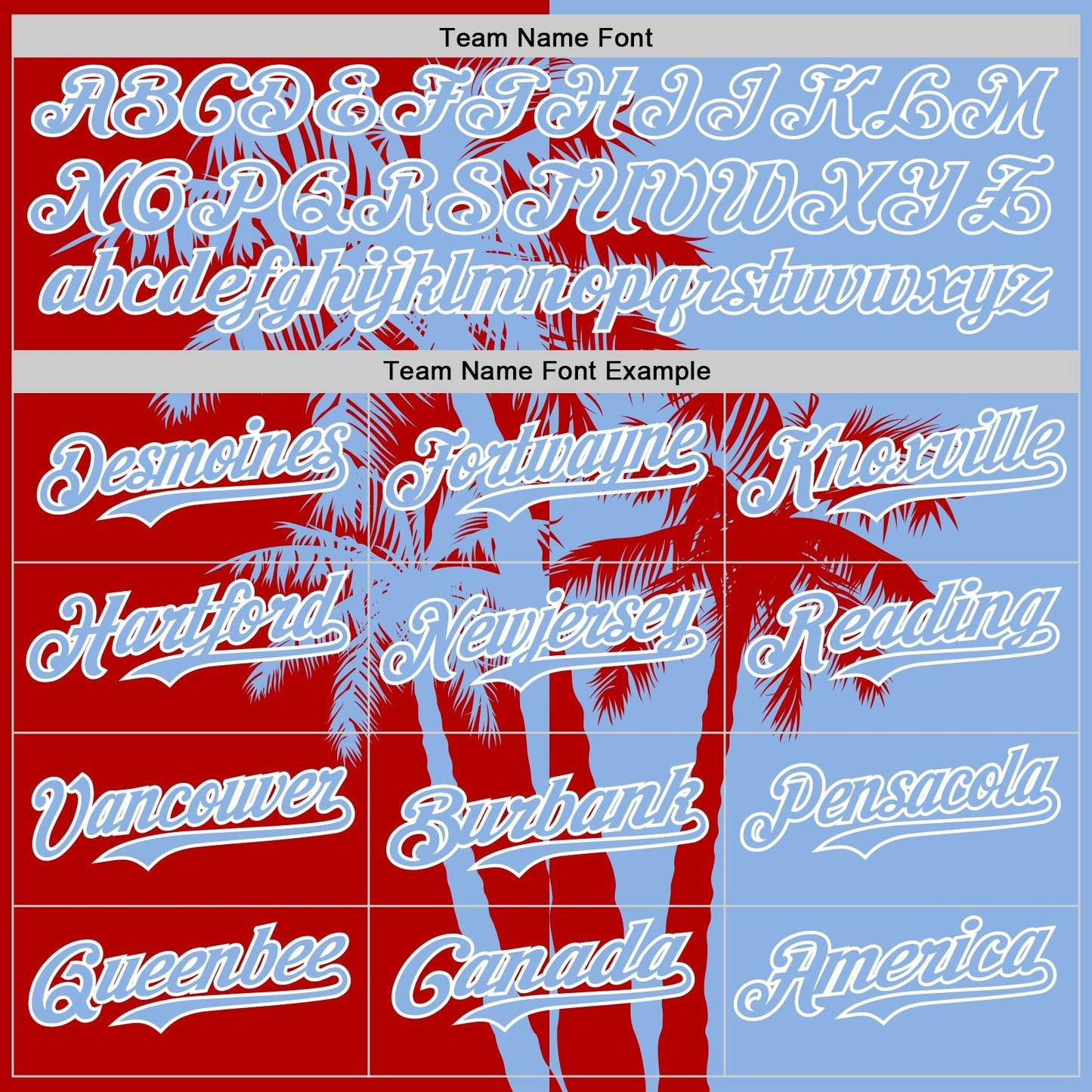 Custom Light Blue Red-White Hawaii Palm Trees Tropical Coconut Authentic Baseball Jersey baseball jersey product view 4