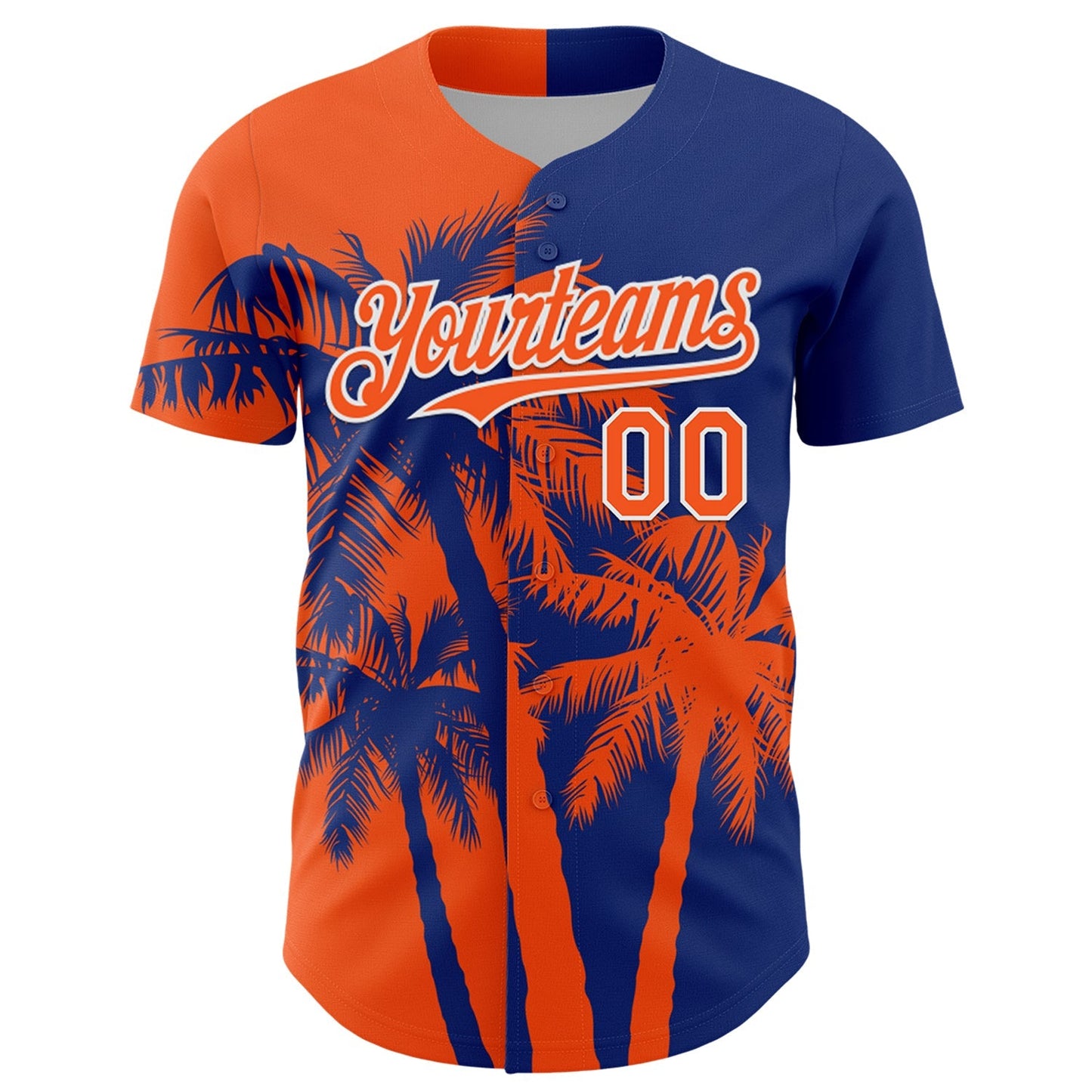 Custom Royal Orange-White Hawaii Palm Trees Tropical Coconut Authentic Baseball Jersey baseball jersey product view 2