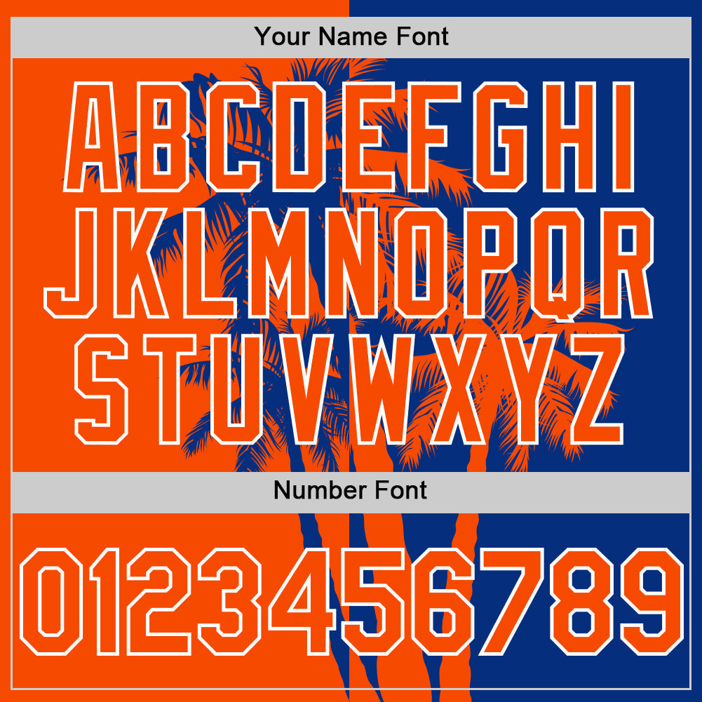 Custom Royal Orange-White Hawaii Palm Trees Tropical Coconut Authentic Baseball Jersey baseball jersey product view 5
