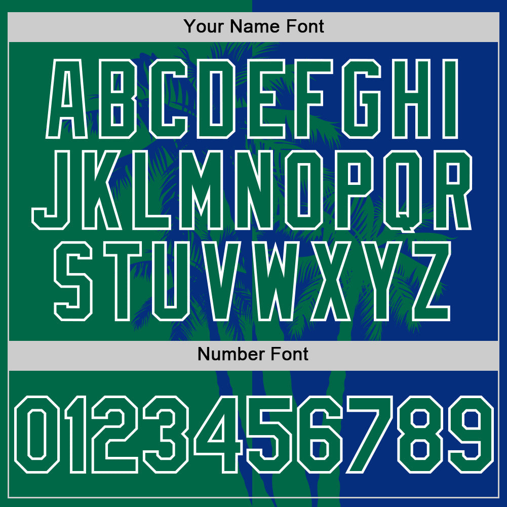 Custom Royal Kelly Green-White Hawaii Palm Trees Tropical Coconut Authentic Baseball Jersey baseball jersey product view 5