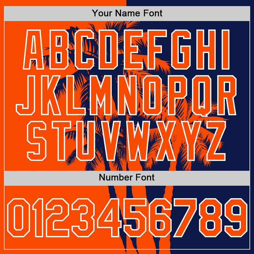 Custom Navy Orange-White Hawaii Palm Trees Tropical Coconut Authentic Baseball Jersey baseball jersey product view 5
