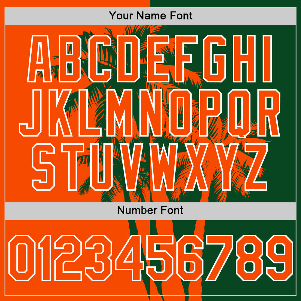 Custom Green Orange-White Hawaii Palm Trees Tropical Coconut Authentic Baseball Jersey baseball jersey product view 5