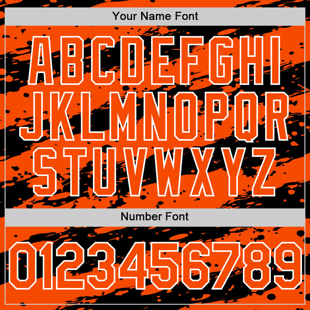 Custom Orange Black-White Paint Splash Stripe Authentic Baseball Jersey baseball jersey product view 5