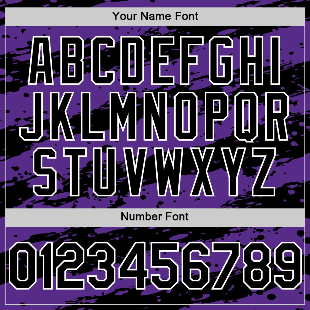 Custom Purple Black-White Paint Splash Stripe Authentic Baseball Jersey baseball jersey product view 5