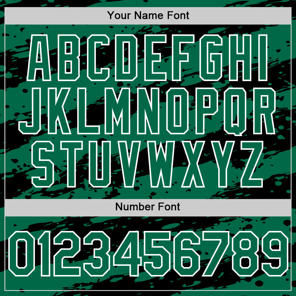 Custom Kelly Green Black-White Paint Splash Stripe Authentic Baseball Jersey baseball jersey product view 5