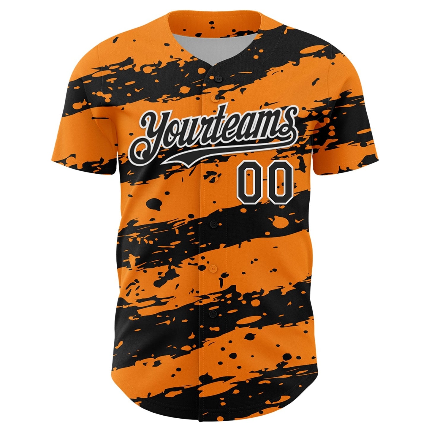Custom Bay Orange Black-White Paint Splash Stripe Authentic Baseball Jersey baseball jersey product view 2