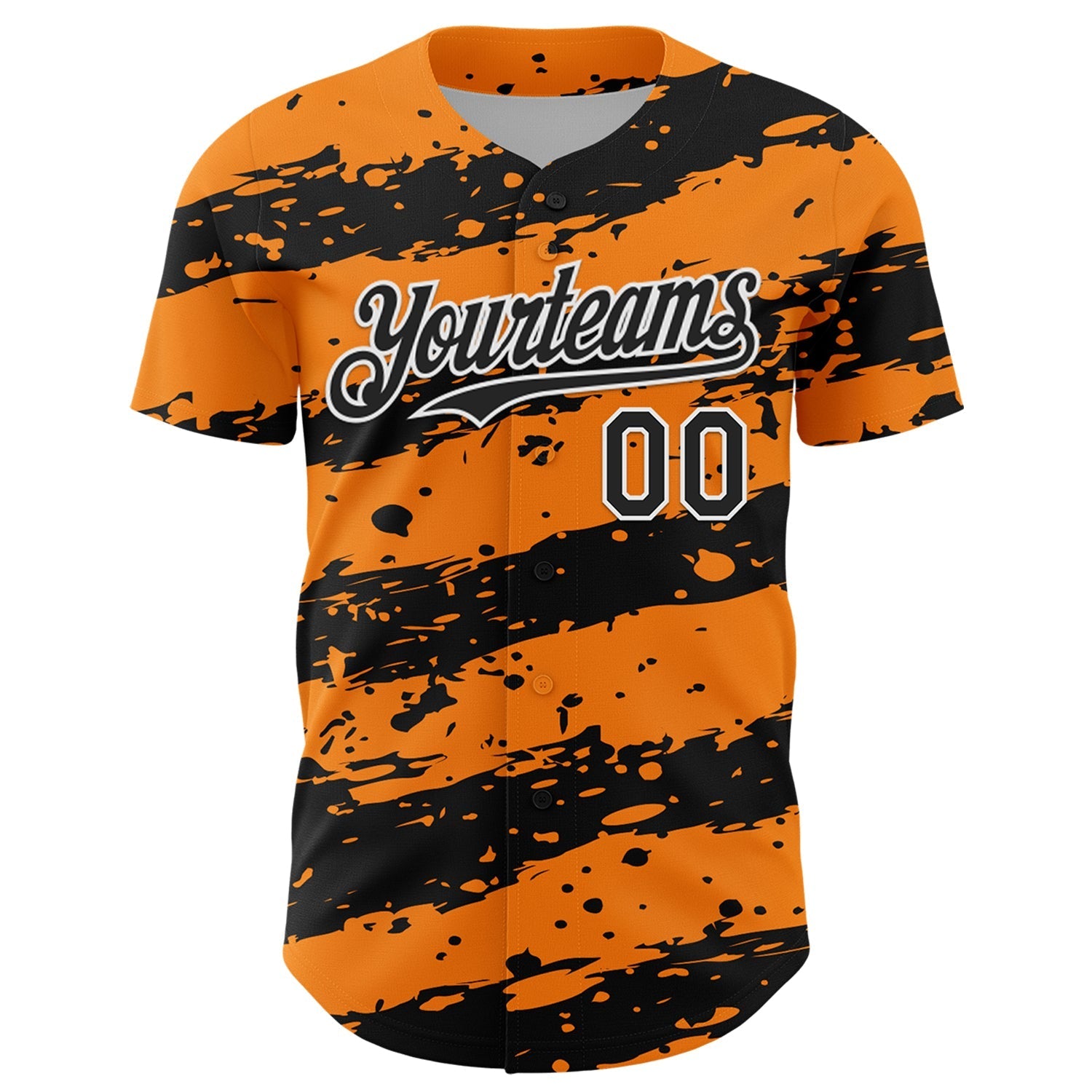 Custom Bay Orange Black-White Paint Splash Stripe Authentic Baseball Jersey baseball jersey product view 2