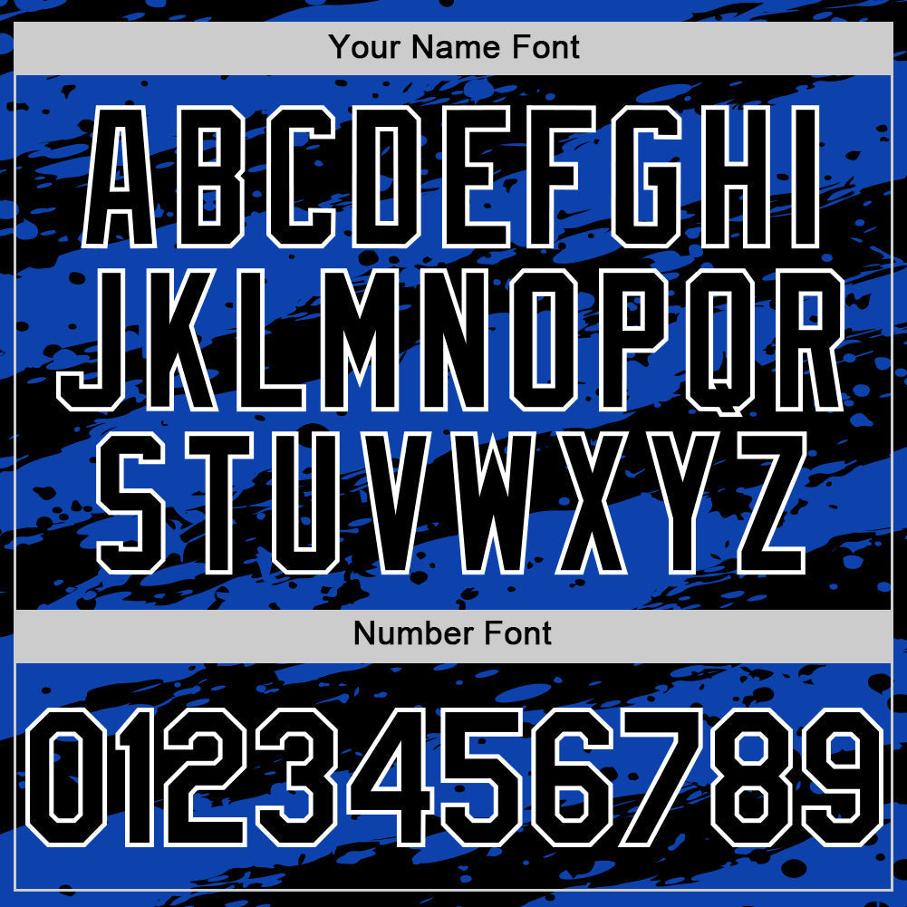 Custom Thunder Blue Black-White Paint Splash Stripe Authentic Baseball Jersey baseball jersey product view 5