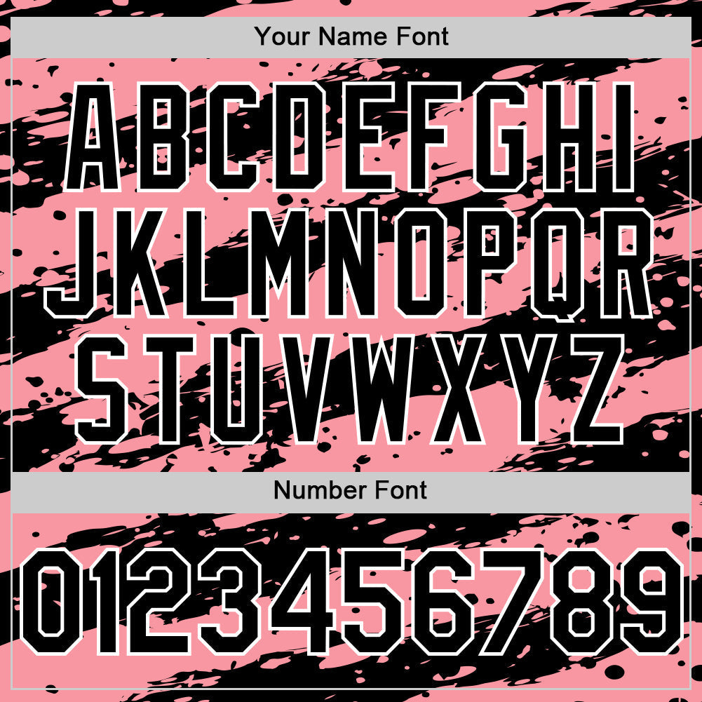 Custom Medium Pink Black-White Paint Splash Stripe Authentic Baseball Jersey baseball jersey product view 5