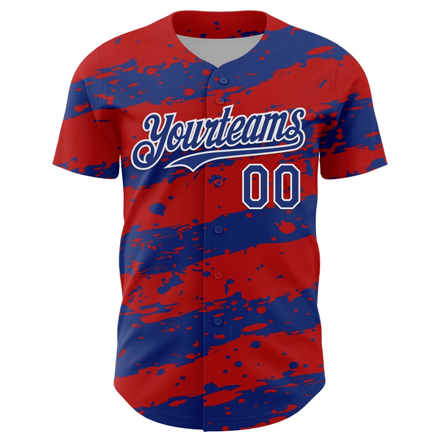 Custom Red Royal-White Paint Splash Stripe Authentic Baseball Jersey baseball jersey product view 2