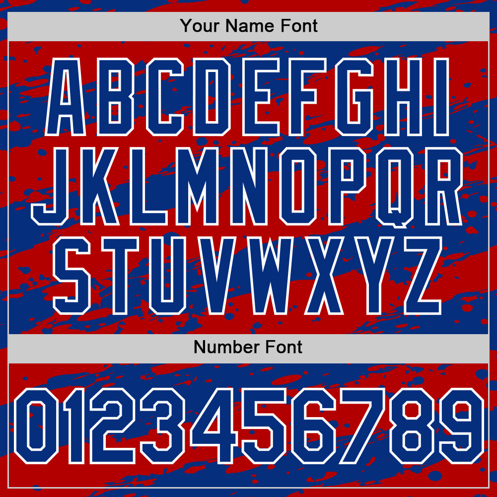 Custom Red Royal-White Paint Splash Stripe Authentic Baseball Jersey baseball jersey product view 5
