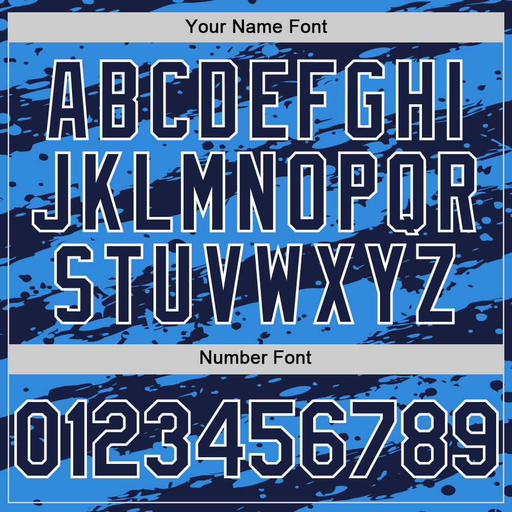 Custom Electric Blue Navy-White Paint Splash Stripe Authentic Baseball Jersey baseball jersey product view 5