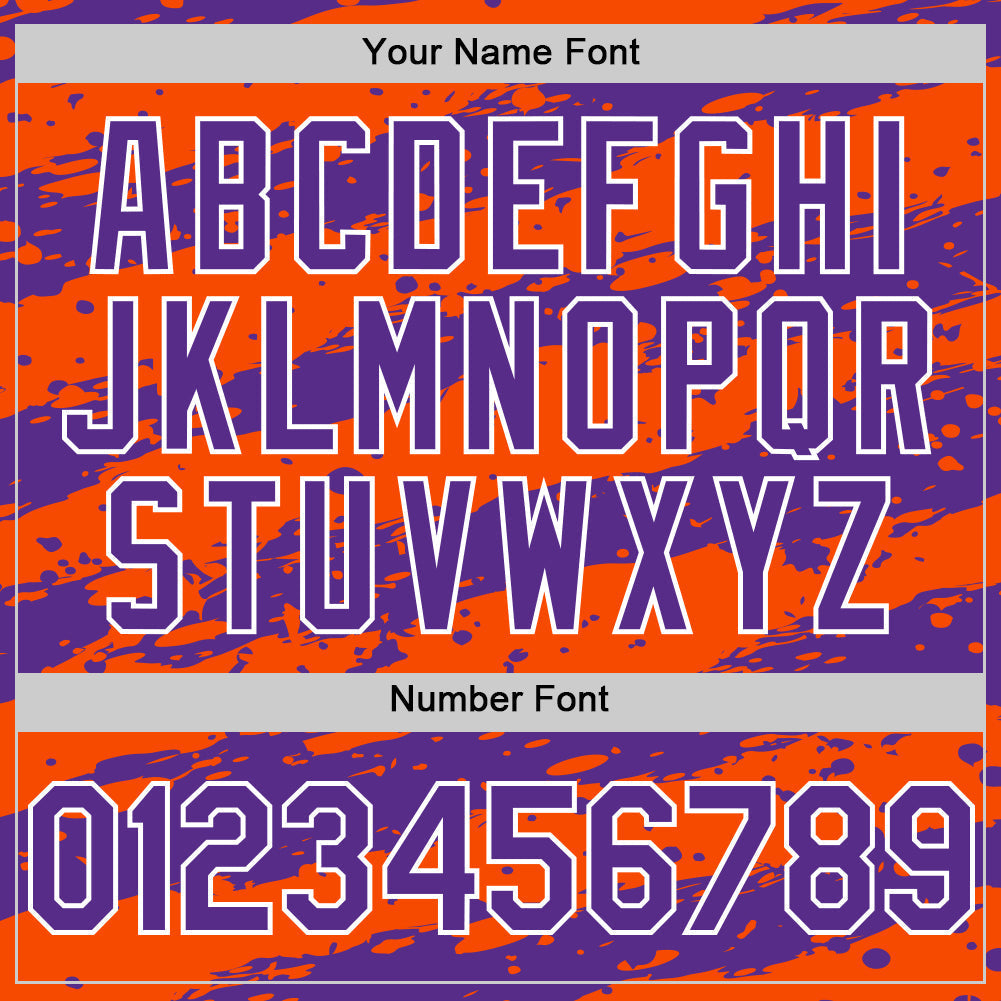 Custom Orange Purple-White Paint Splash Stripe Authentic Baseball Jersey baseball jersey product view 5