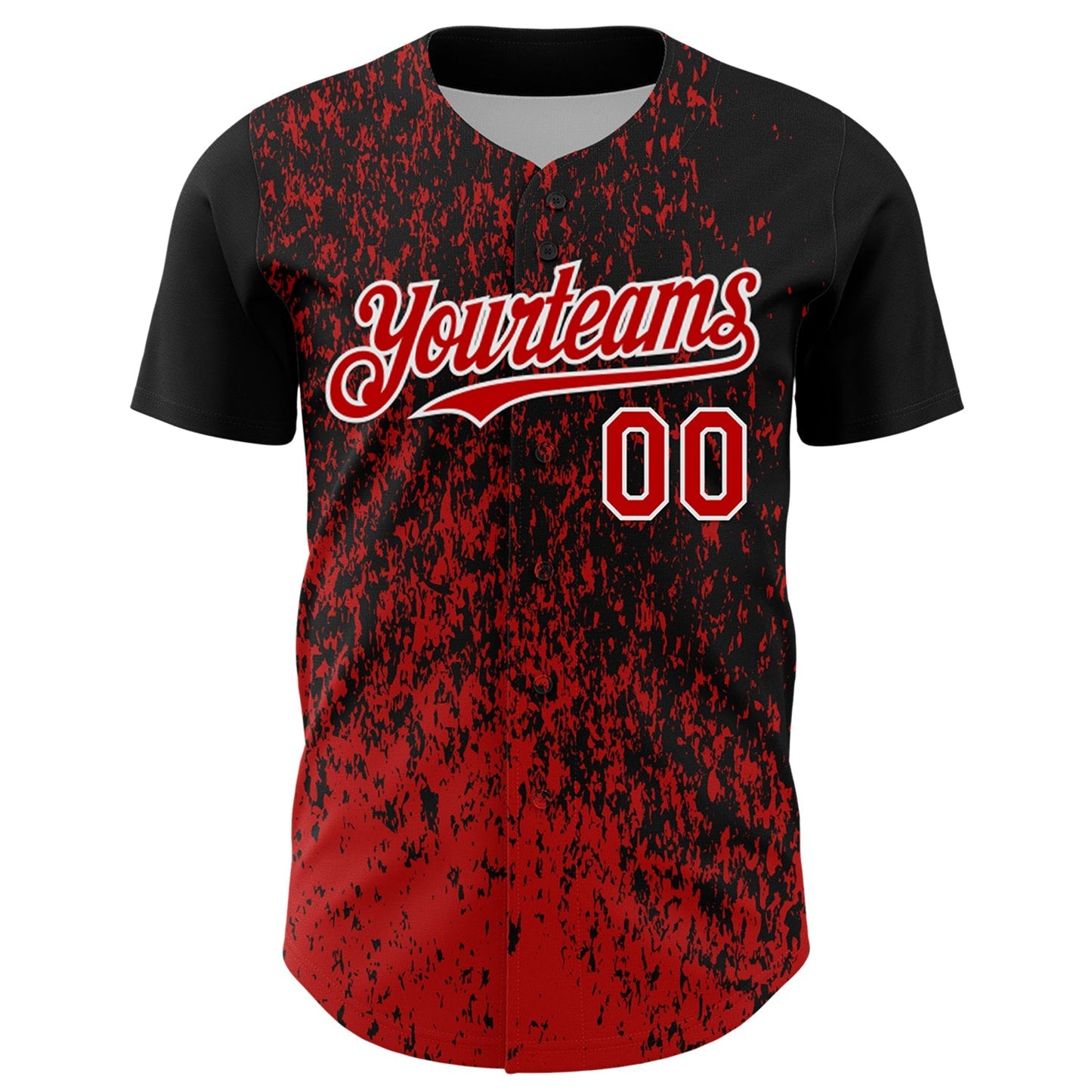 Custom Black Red-White Abstract Fragment Splatter Authentic Baseball Jersey baseball jersey product view 2
